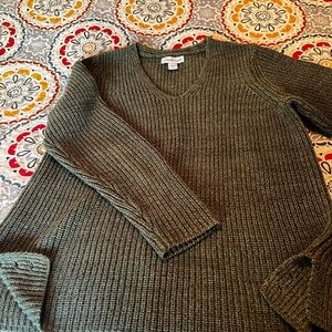 Coldwater Creek Green V-Neck Sweater Relaxed Fit